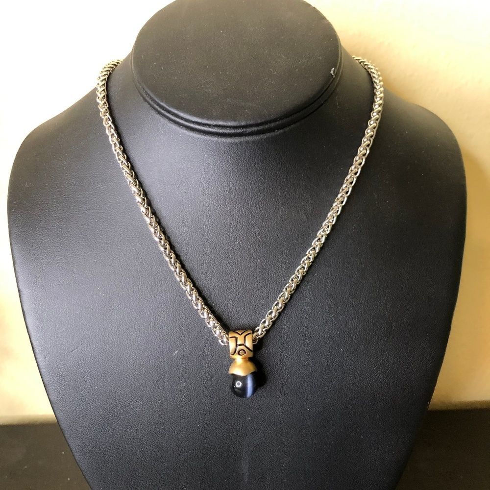 Silver Gold and Black Necklace